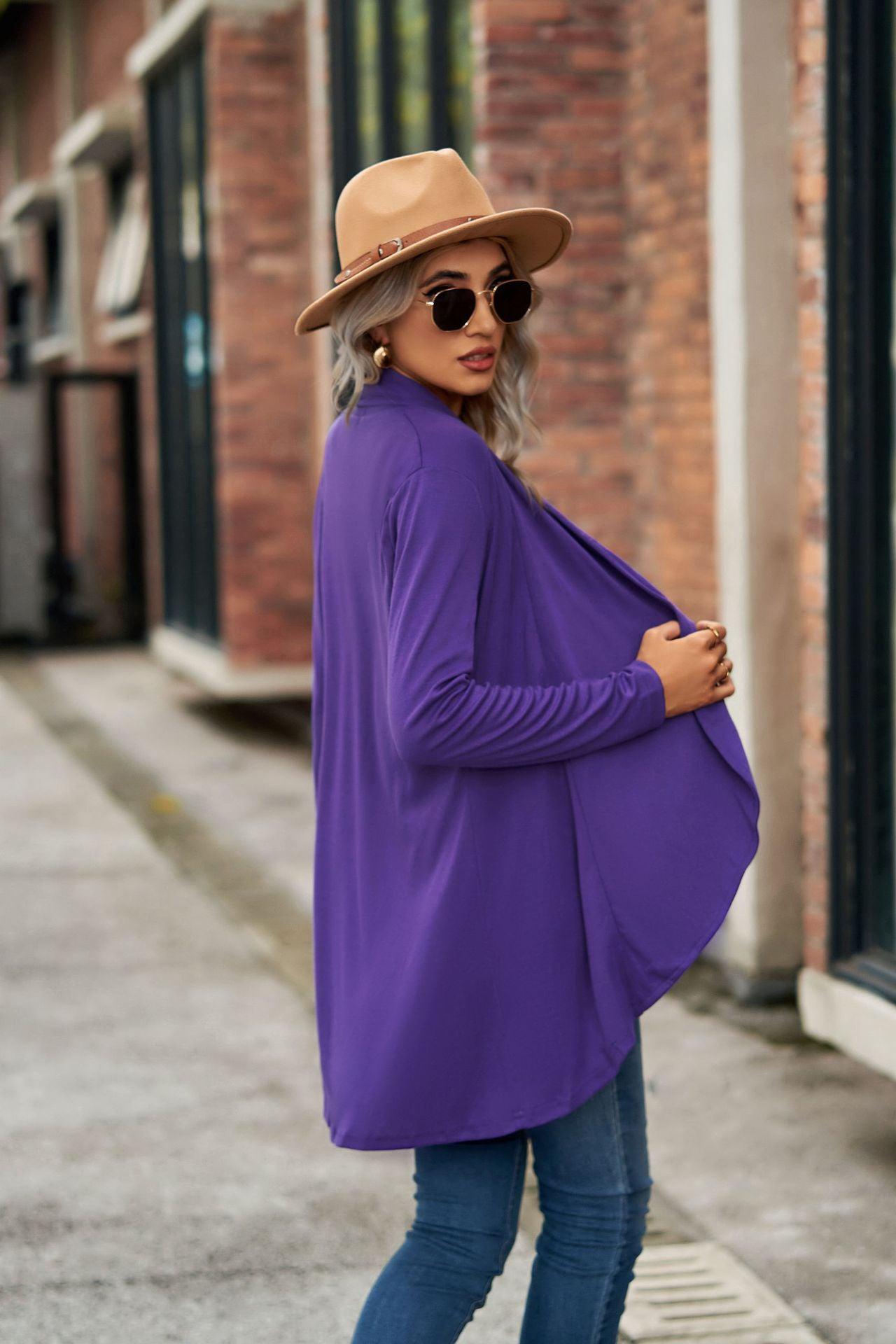 Open Front Long Sleeve Top BLUE ZONE PLANET