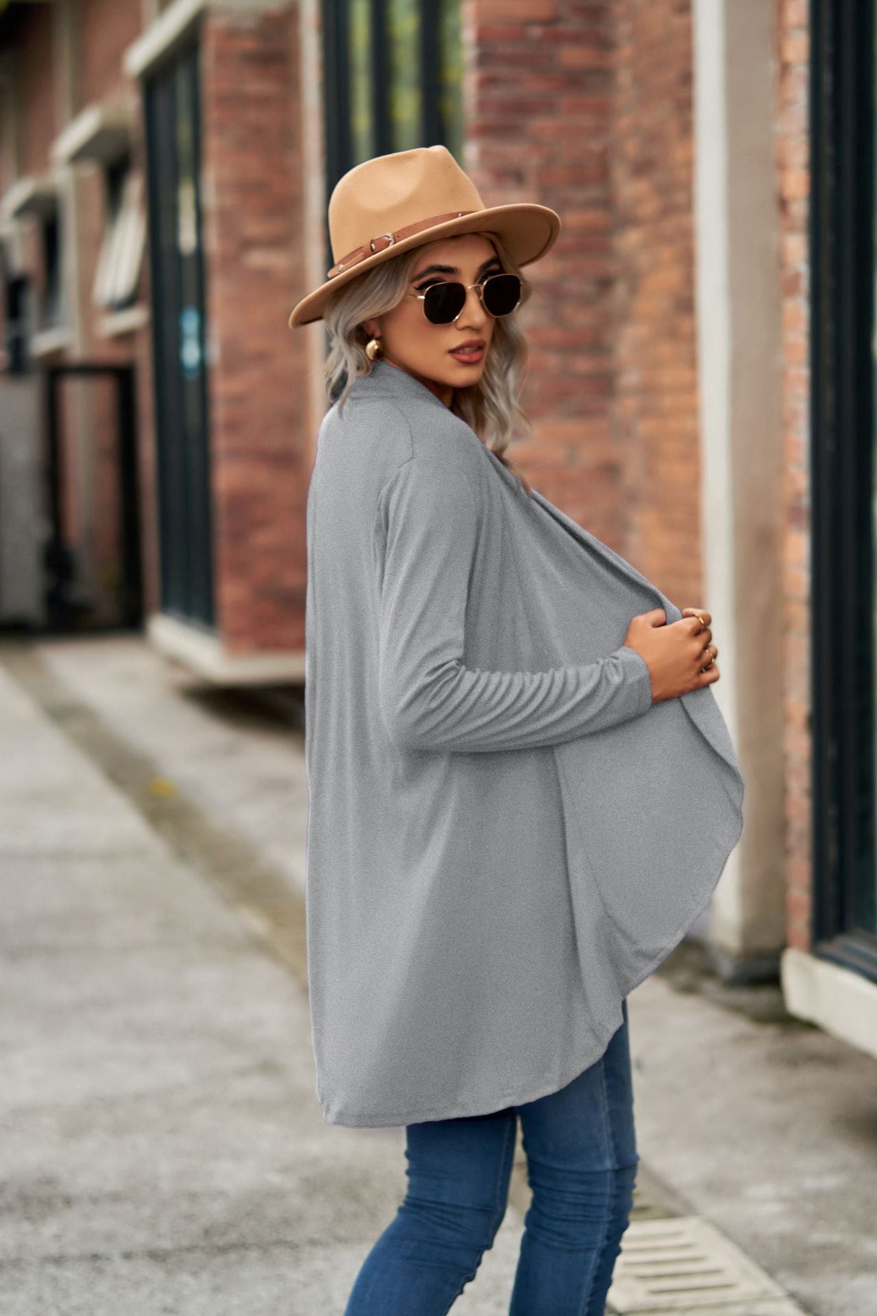 Open Front Long Sleeve Top BLUE ZONE PLANET