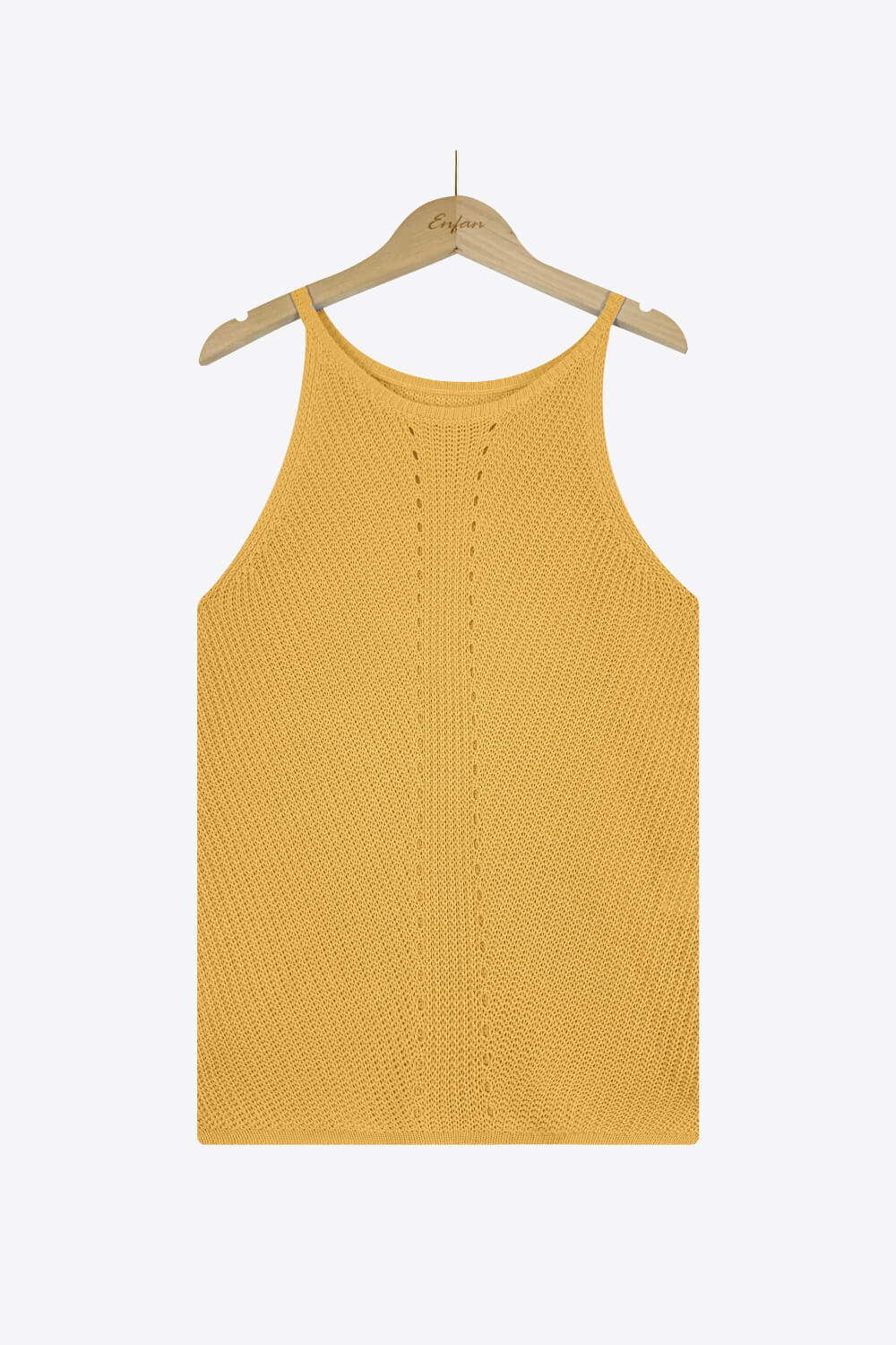 Openwork Grecian Neck Knit Tank Top BLUE ZONE PLANET