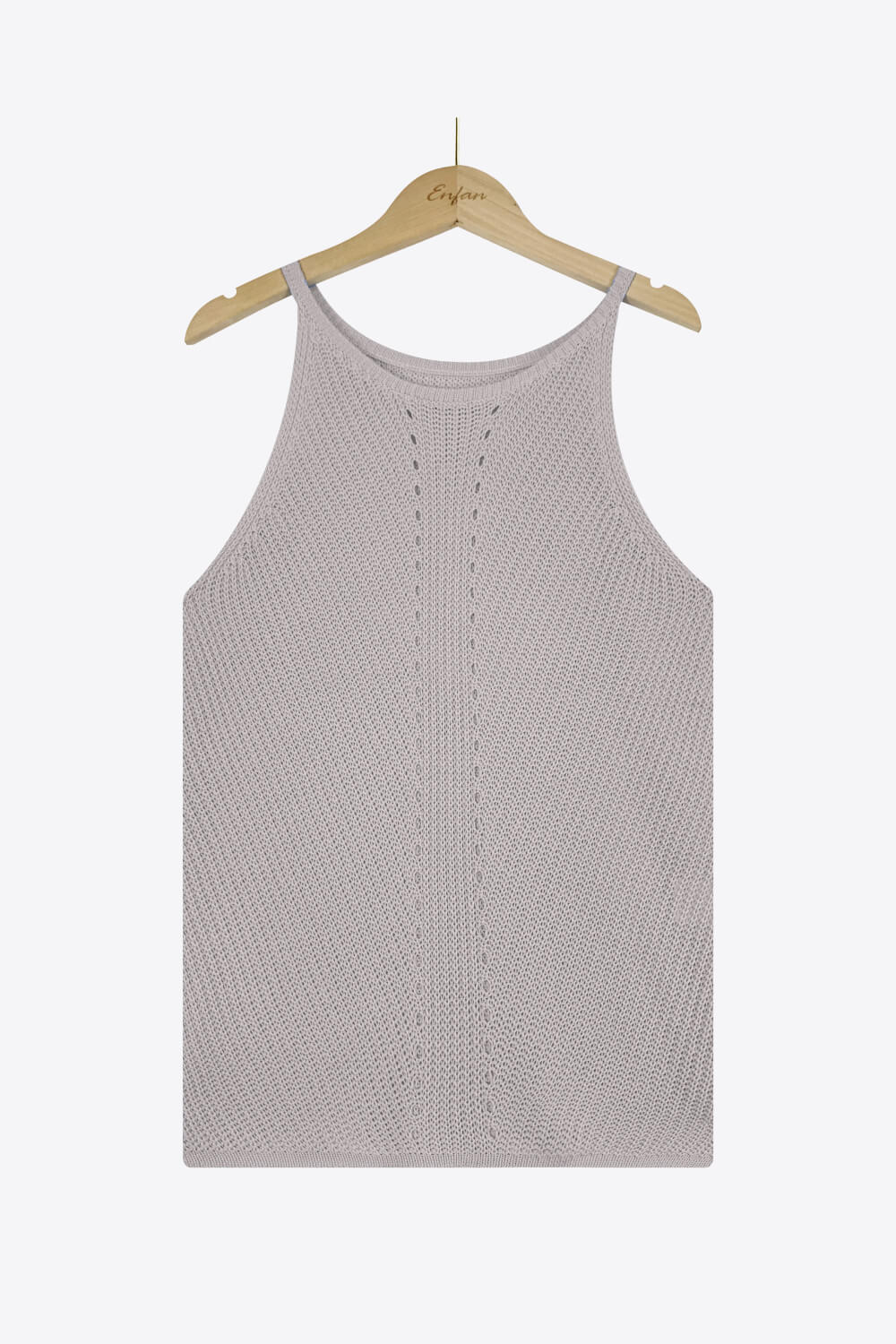 Openwork Grecian Neck Knit Tank Top BLUE ZONE PLANET