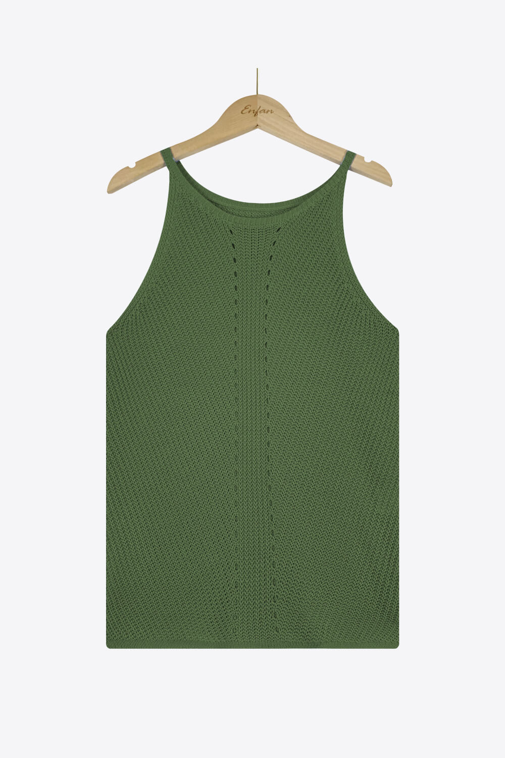 Openwork Grecian Neck Knit Tank Top BLUE ZONE PLANET