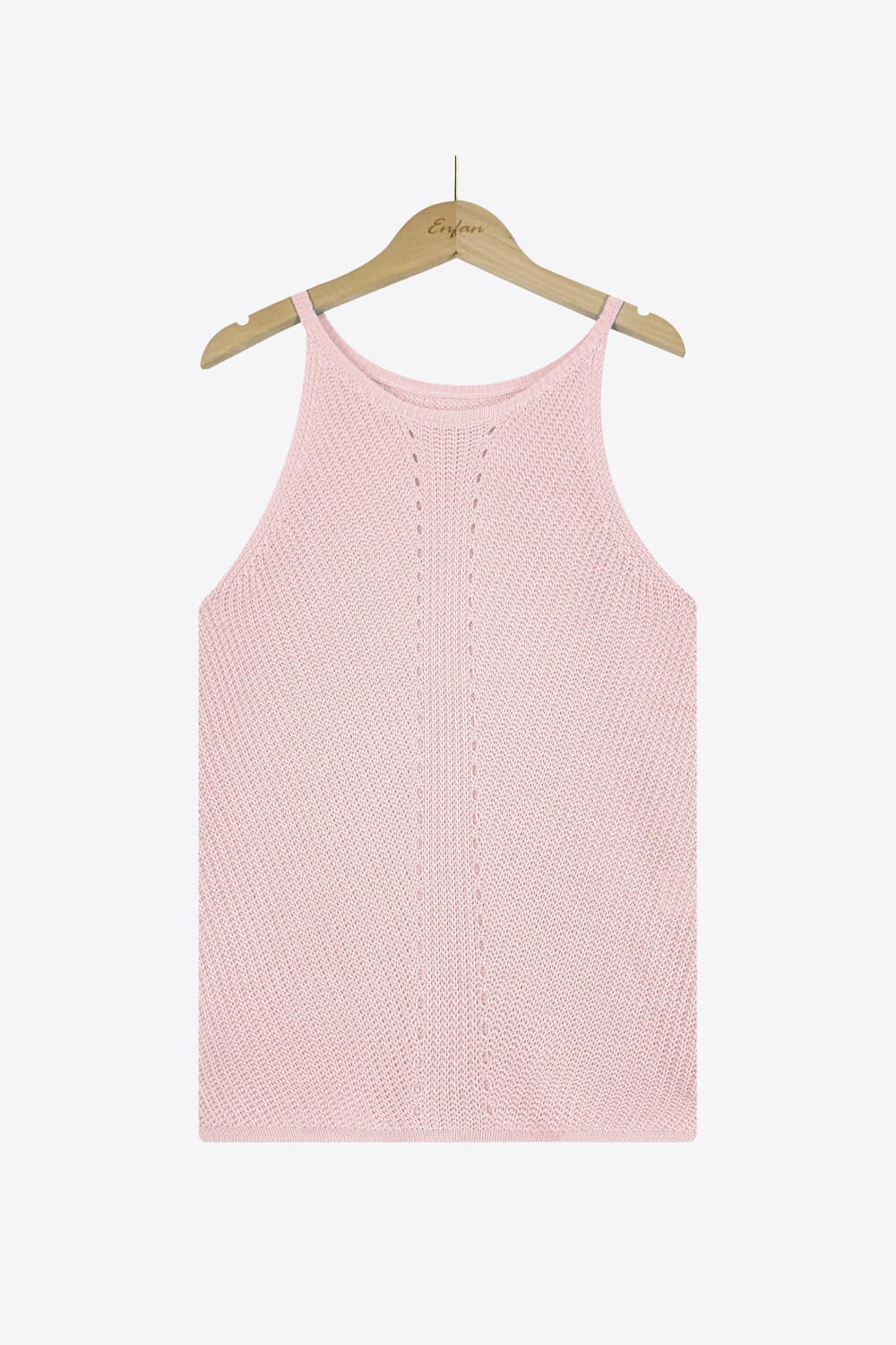 Openwork Grecian Neck Knit Tank Top BLUE ZONE PLANET