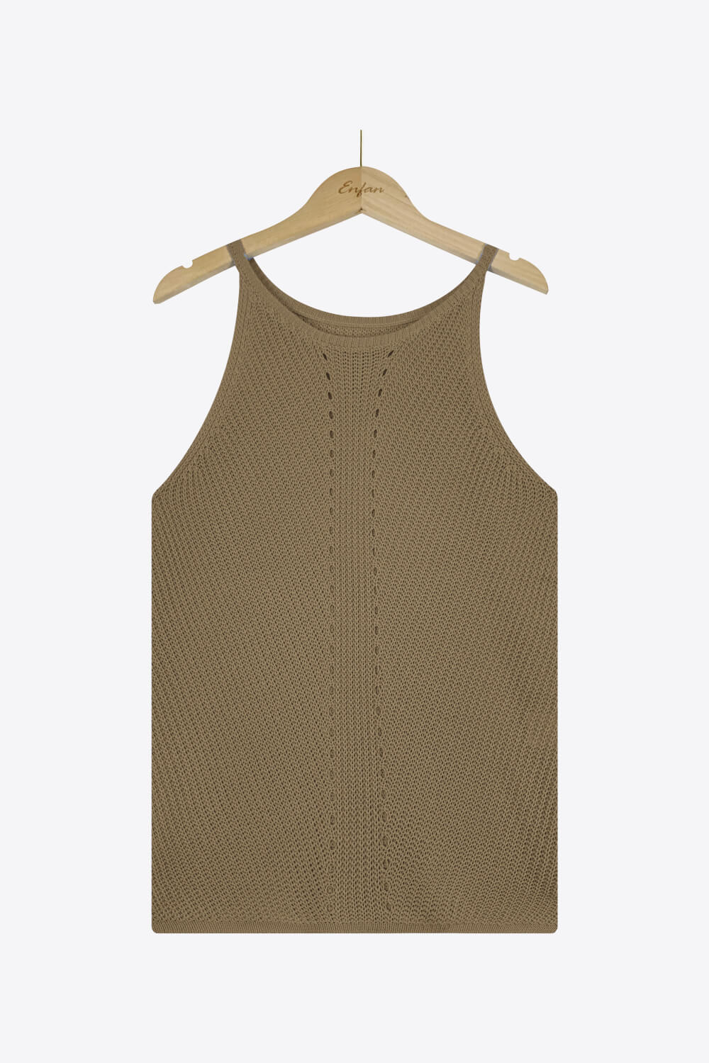 Openwork Grecian Neck Knit Tank Top BLUE ZONE PLANET