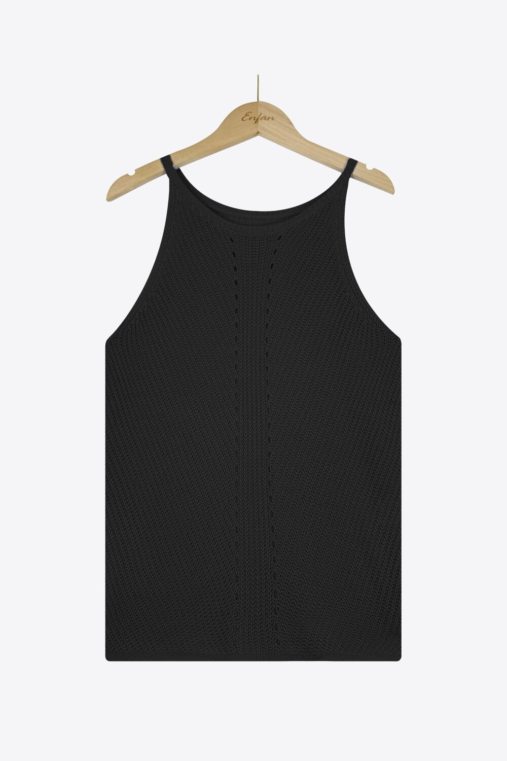 Openwork Grecian Neck Knit Tank Top BLUE ZONE PLANET