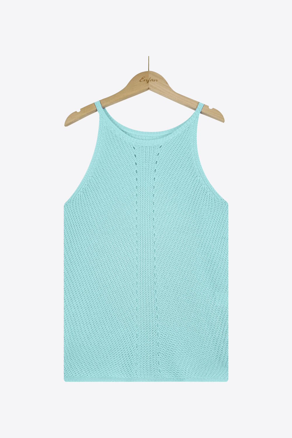 Openwork Grecian Neck Knit Tank Top BLUE ZONE PLANET