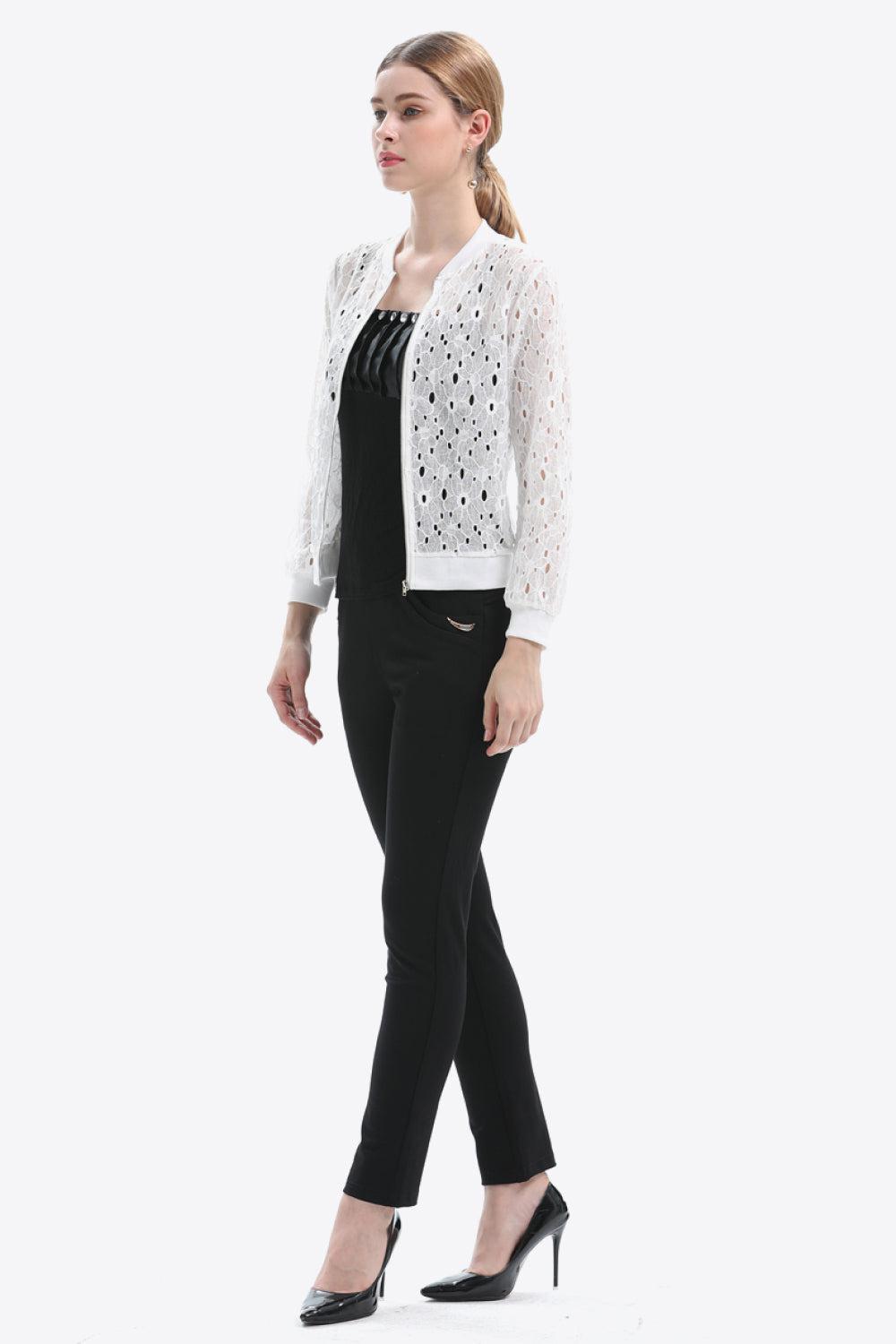Openwork Zip Up Jacket BLUE ZONE PLANET