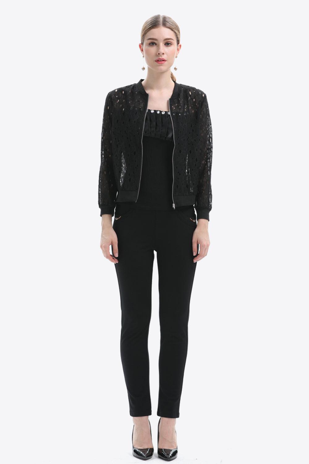 Openwork Zip Up Jacket BLUE ZONE PLANET