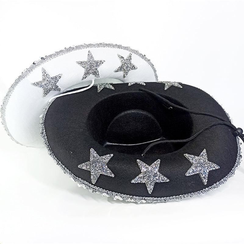 Party Bilateral Sequined Cowboy Hat Blue Zone Planet