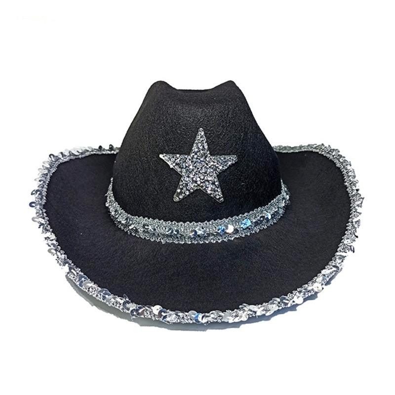 Party Bilateral Sequined Cowboy Hat Blue Zone Planet
