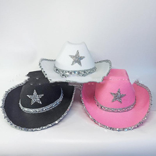 Party Bilateral Sequined Cowboy Hat Blue Zone Planet