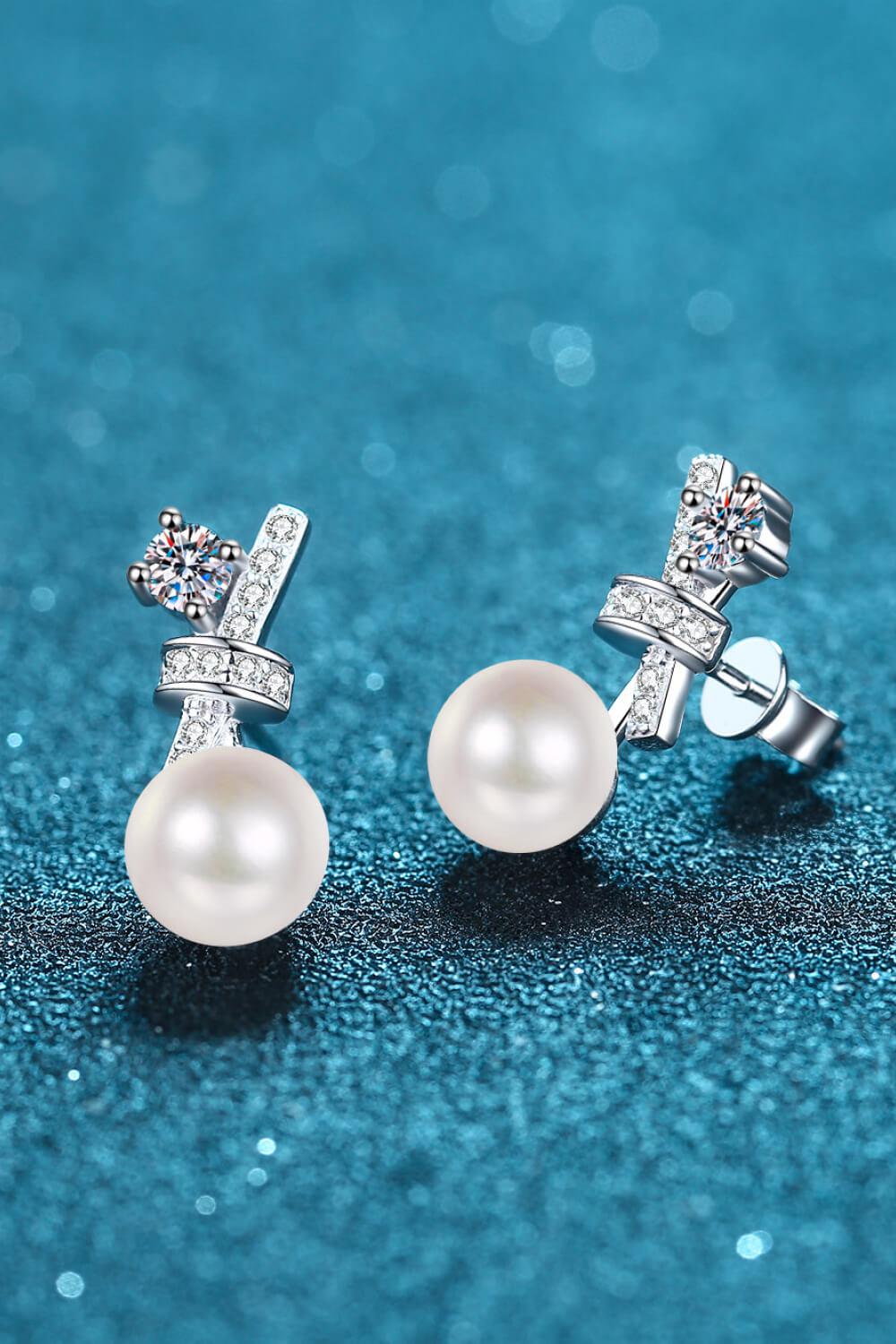 Pearl Moissanite Stud Earrings BLUE ZONE PLANET