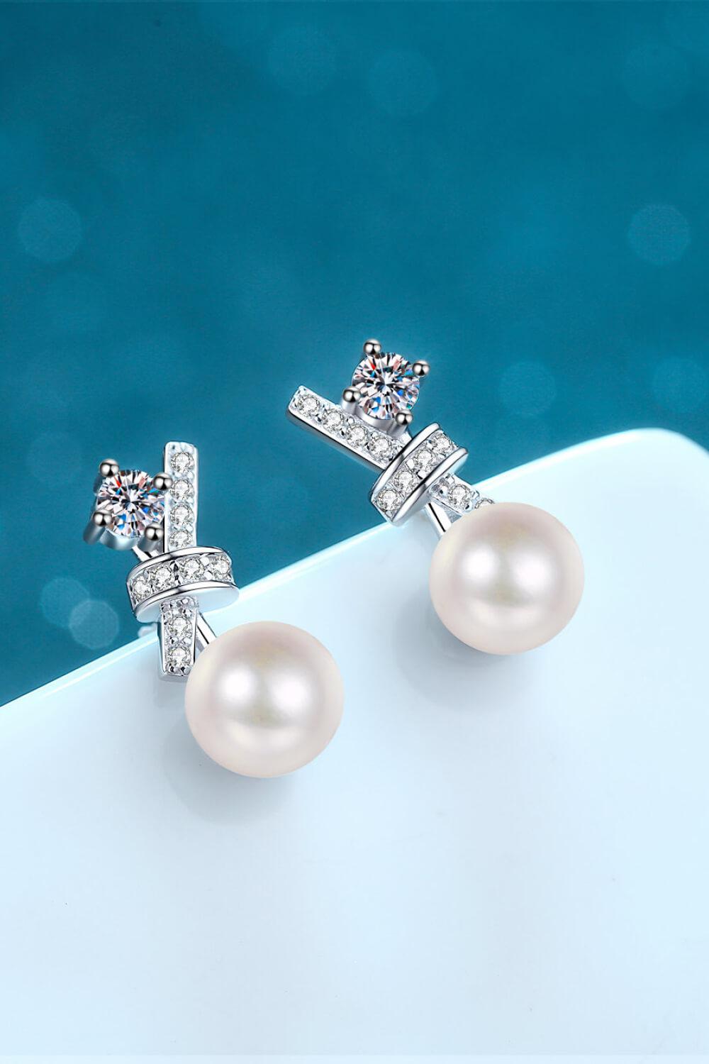 Pearl Moissanite Stud Earrings BLUE ZONE PLANET