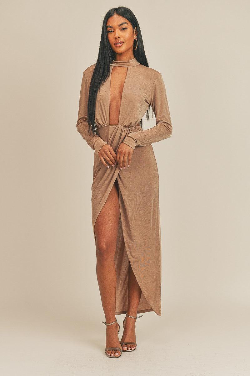 Pecan Brown Open Front Dress Blue Zone Planet