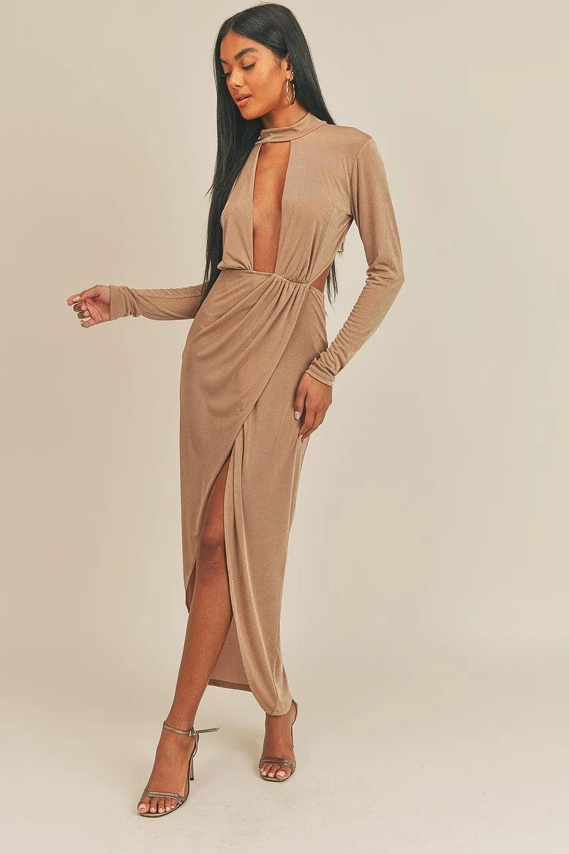 Pecan Brown Open Front Dress Blue Zone Planet