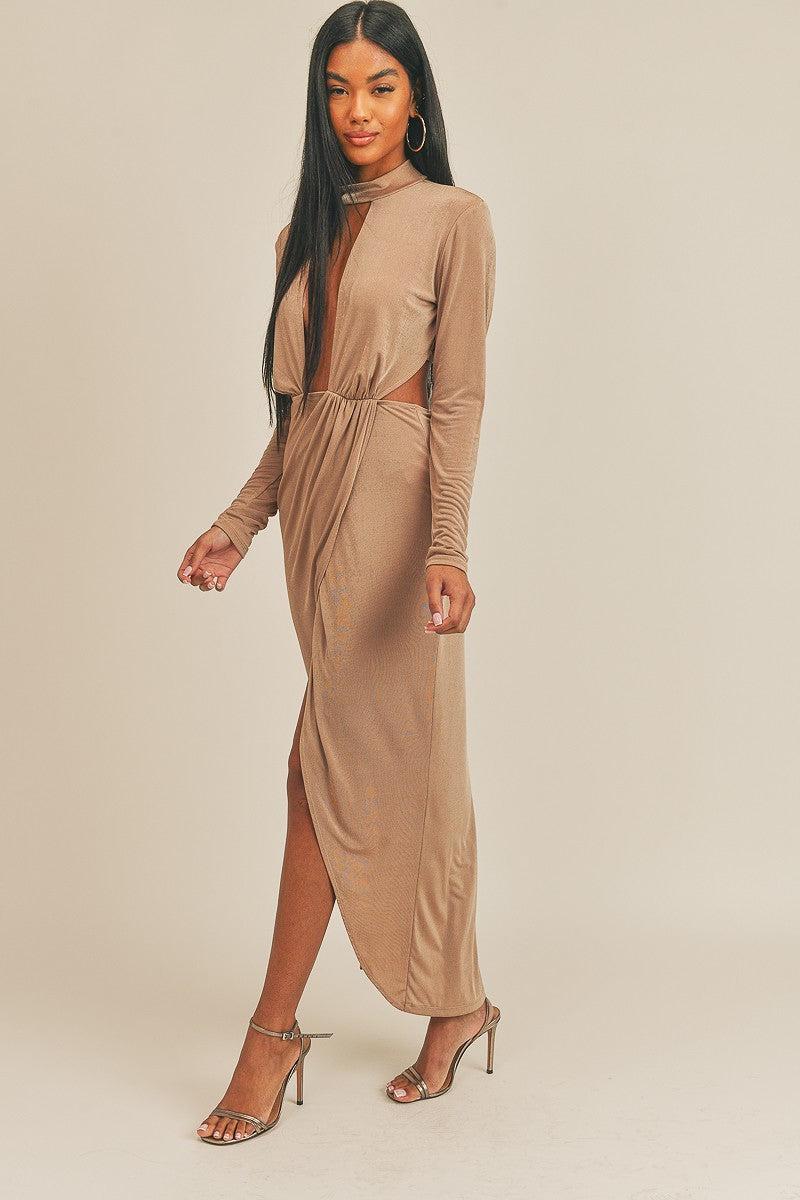 Pecan Brown Open Front Dress Blue Zone Planet