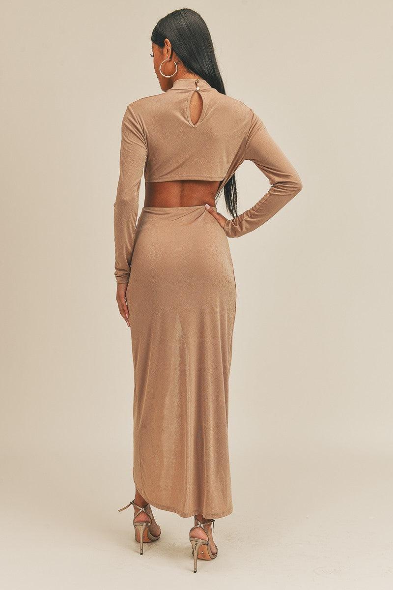 Pecan Brown Open Front Dress Blue Zone Planet