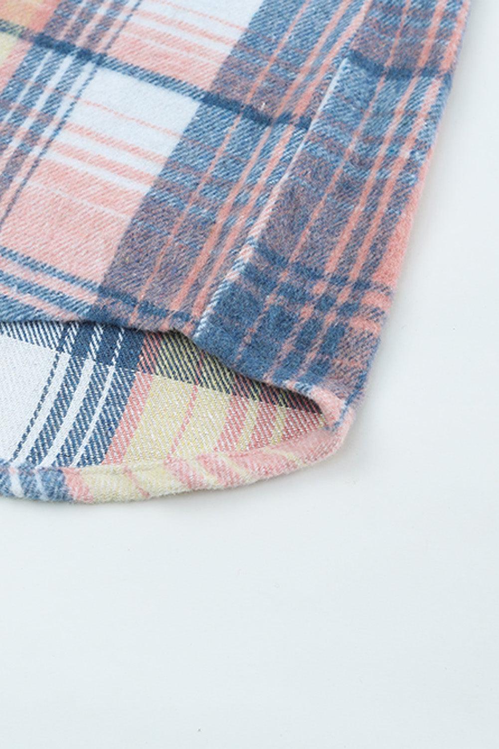 Plaid Dropped Shoulder Shacket BLUE ZONE PLANET