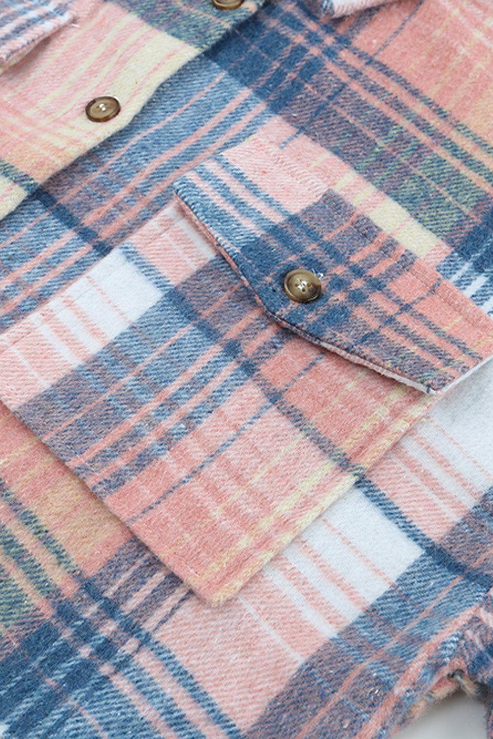 Plaid Dropped Shoulder Shacket BLUE ZONE PLANET