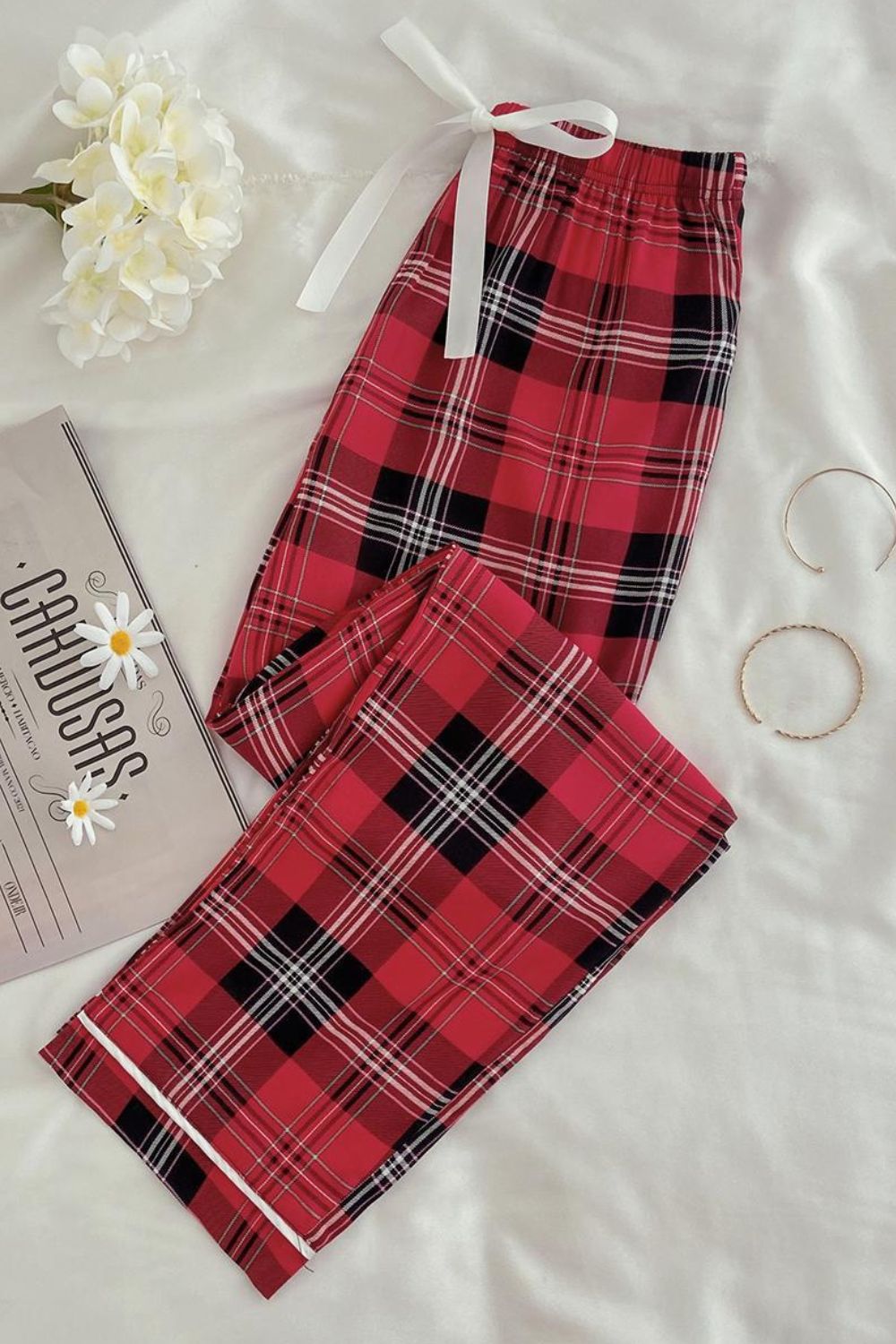 Plaid Tied Loungewear Pants BLUE ZONE PLANET