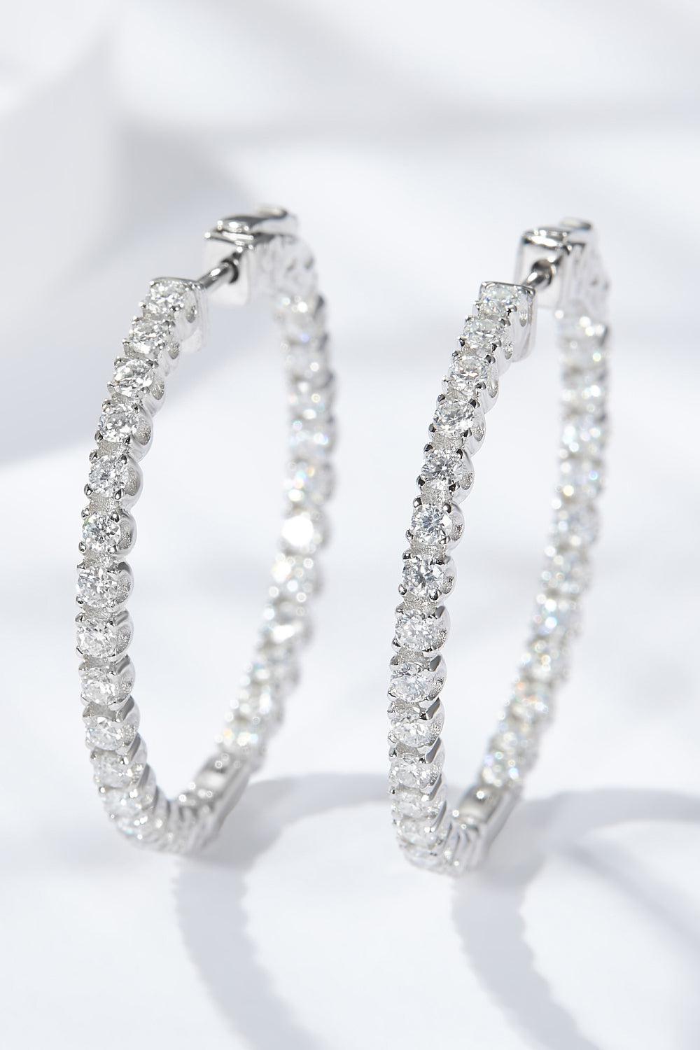 Platinum-Plated Moissanite Huggie Earrings BLUE ZONE PLANET