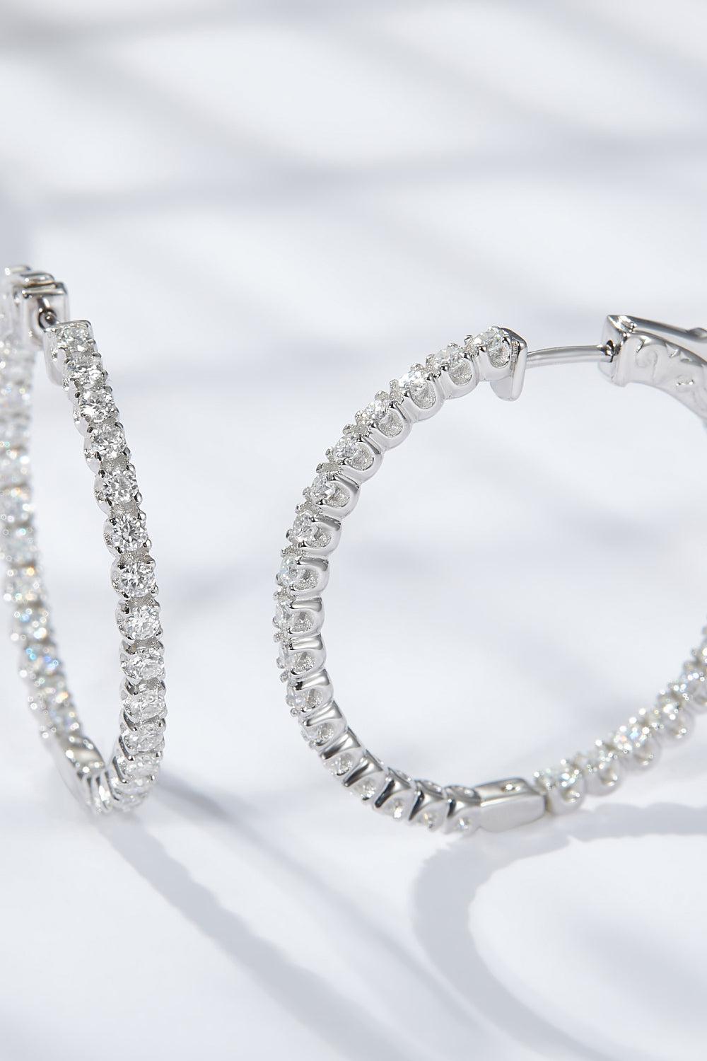 Platinum-Plated Moissanite Huggie Earrings BLUE ZONE PLANET