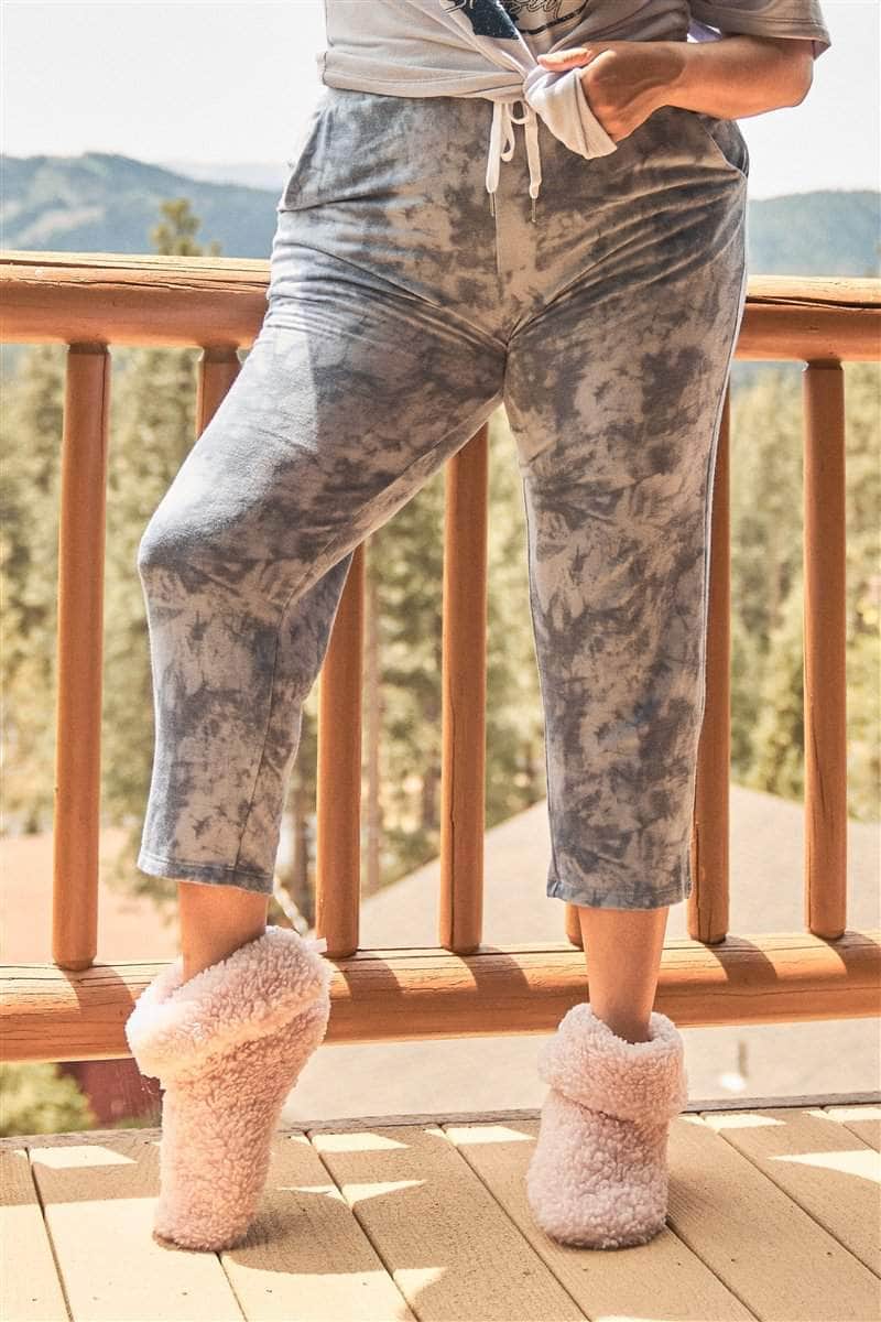 Plus Navy Tie-dye High-waisted Sweatpants Blue Zone Planet