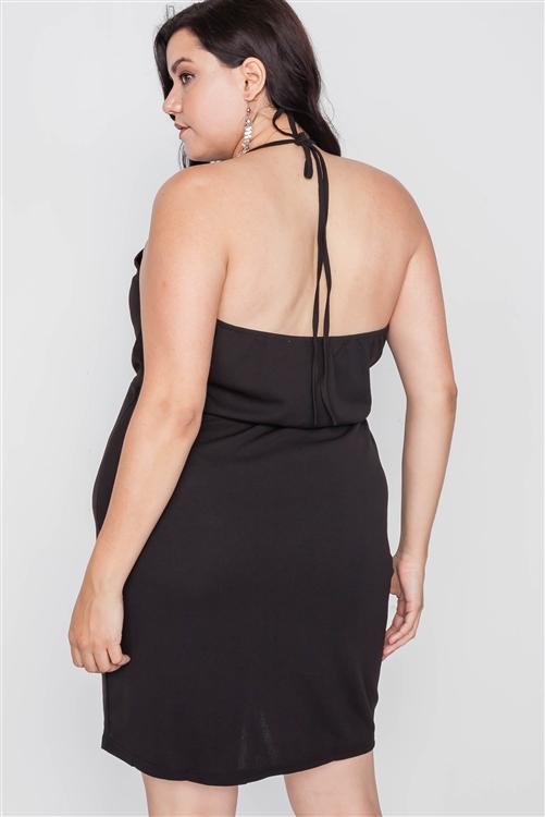 Plus Size Lace Detail Bodycon Mini Dress Blue Zone Planet