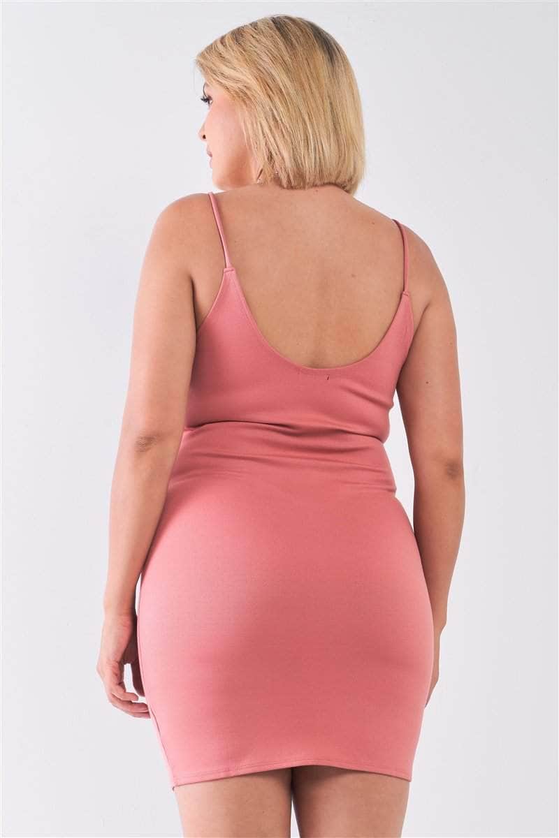 Plus Size Lite Mauve Sleeveless Scoop Neck Bodycon Cami Mini Dress Blue Zone Planet