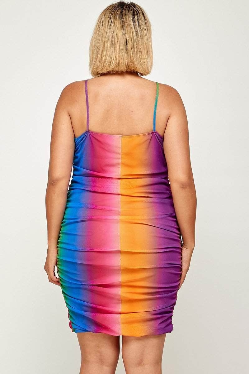 Plus Size Rainbow Ombre Print Cami Dress Blue Zone Planet