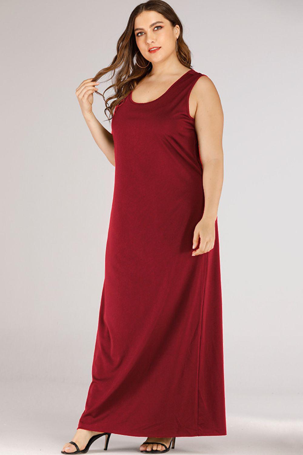 Plus Size Scoop Neck Maxi Tank Dress BLUE ZONE PLANET