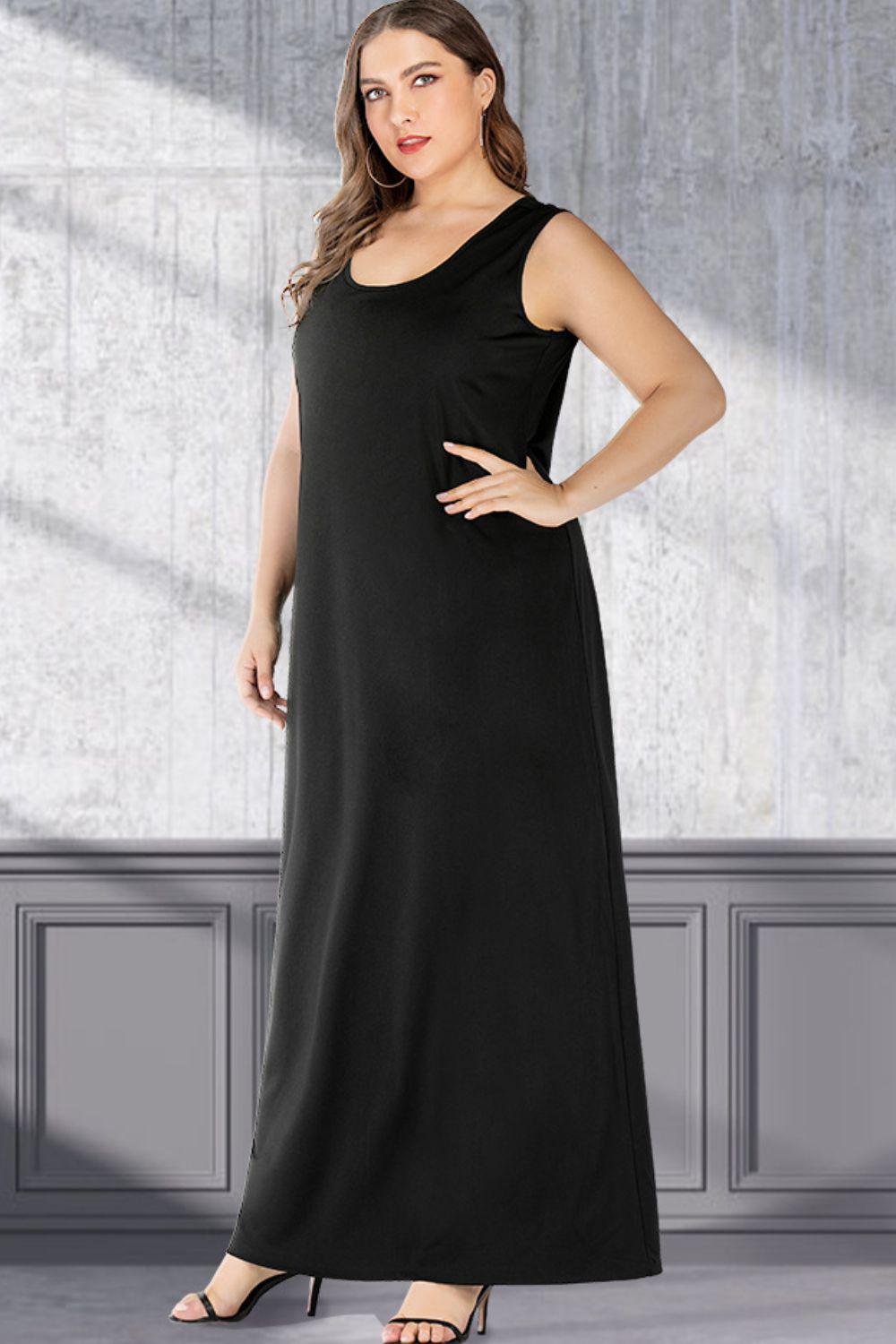 Plus Size Scoop Neck Maxi Tank Dress BLUE ZONE PLANET