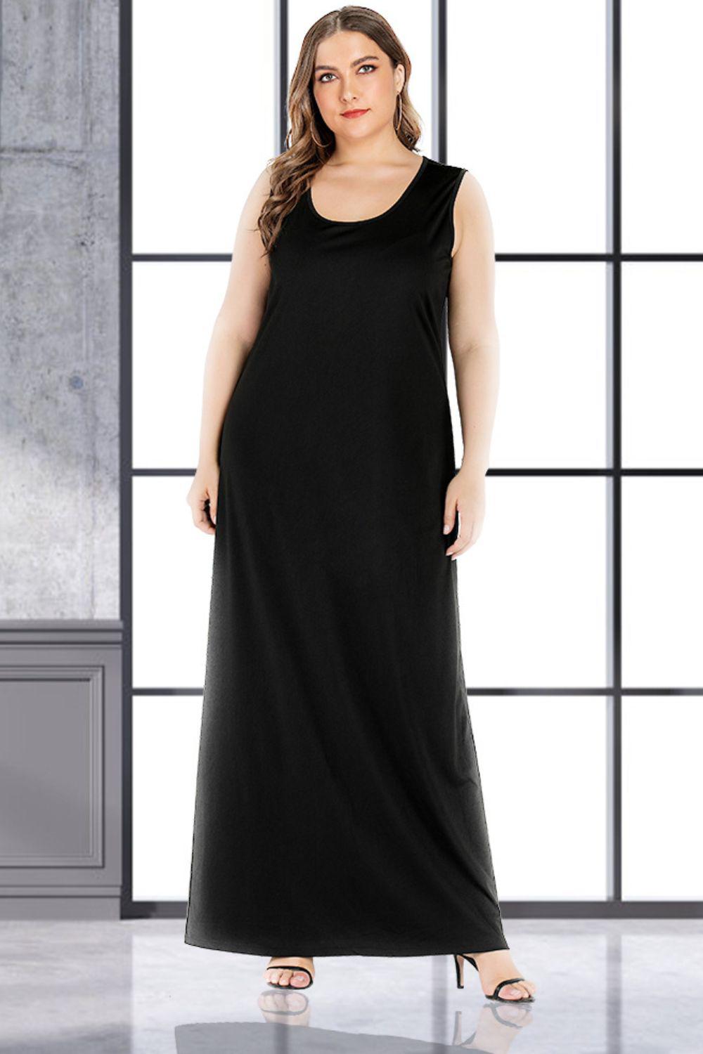 Plus Size Scoop Neck Maxi Tank Dress BLUE ZONE PLANET