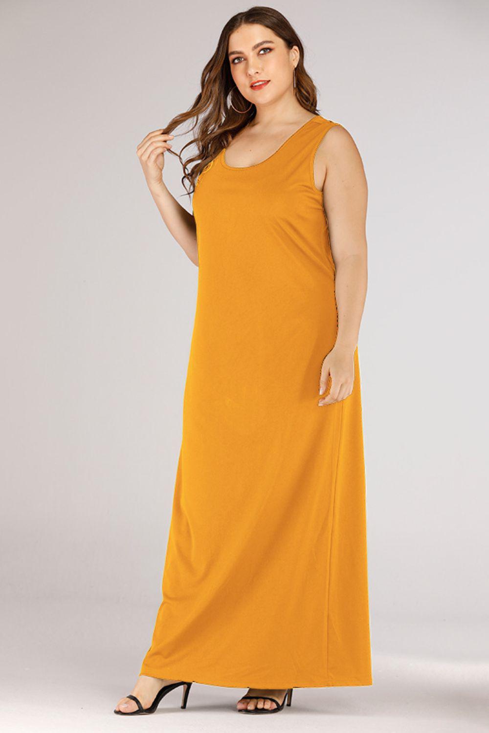 Plus Size Scoop Neck Maxi Tank Dress BLUE ZONE PLANET