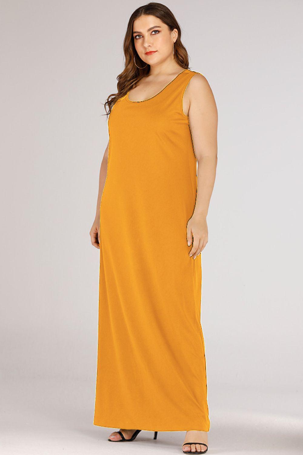Plus Size Scoop Neck Maxi Tank Dress BLUE ZONE PLANET