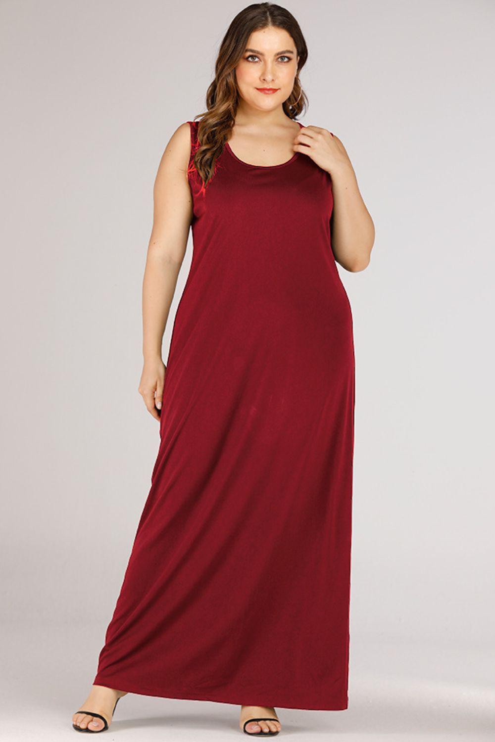 Plus Size Scoop Neck Maxi Tank Dress BLUE ZONE PLANET
