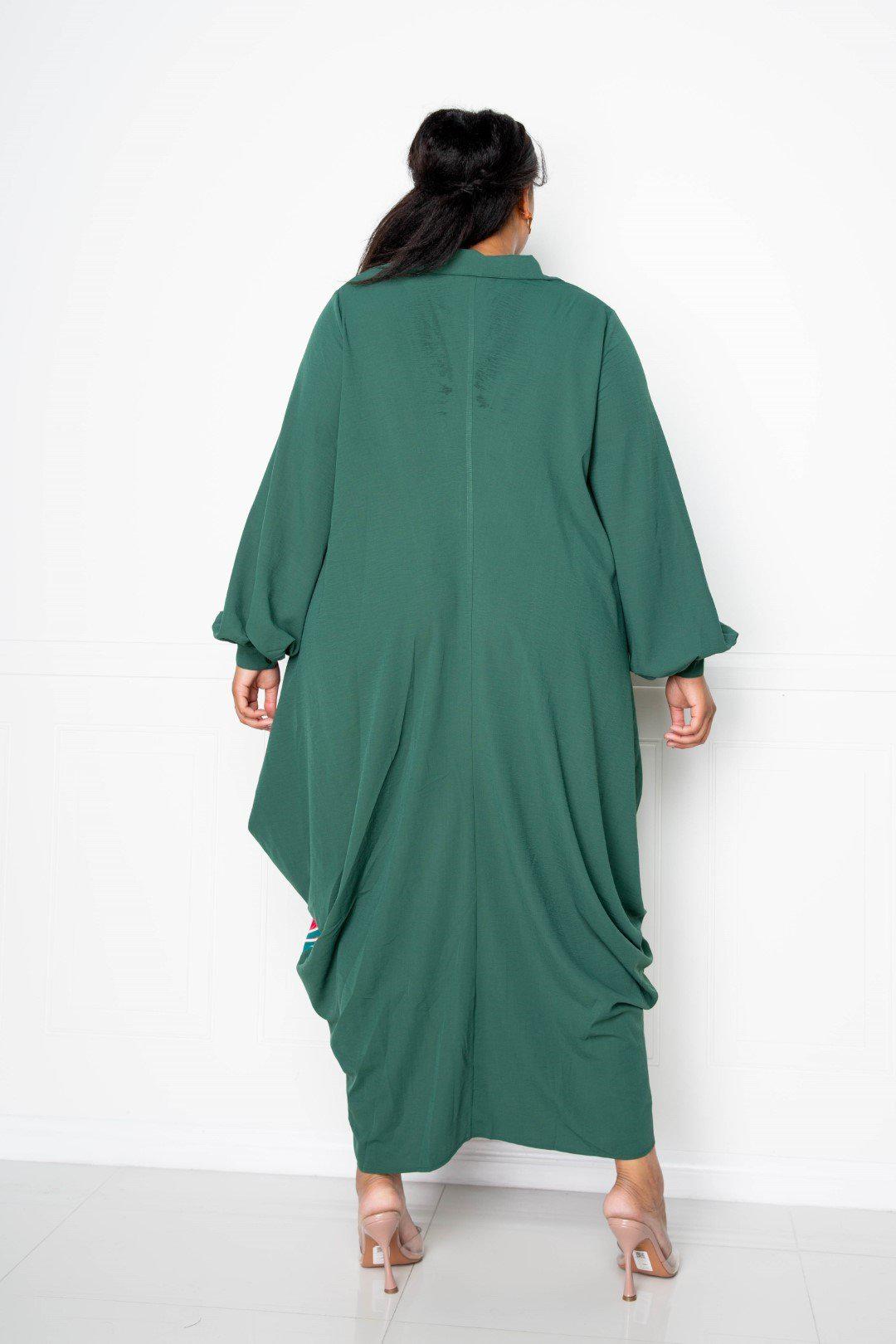 Print Drapy Shirt Maxi Dress Blue Zone Planet