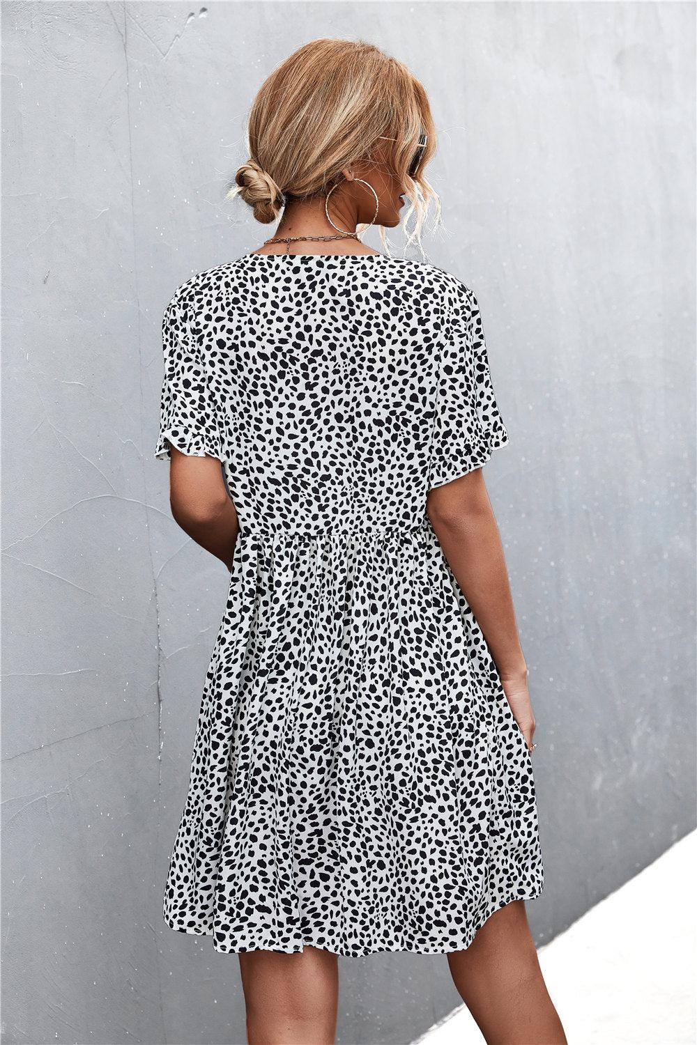 Printed Button down Pocketed Dress BLUE ZONE PLANET