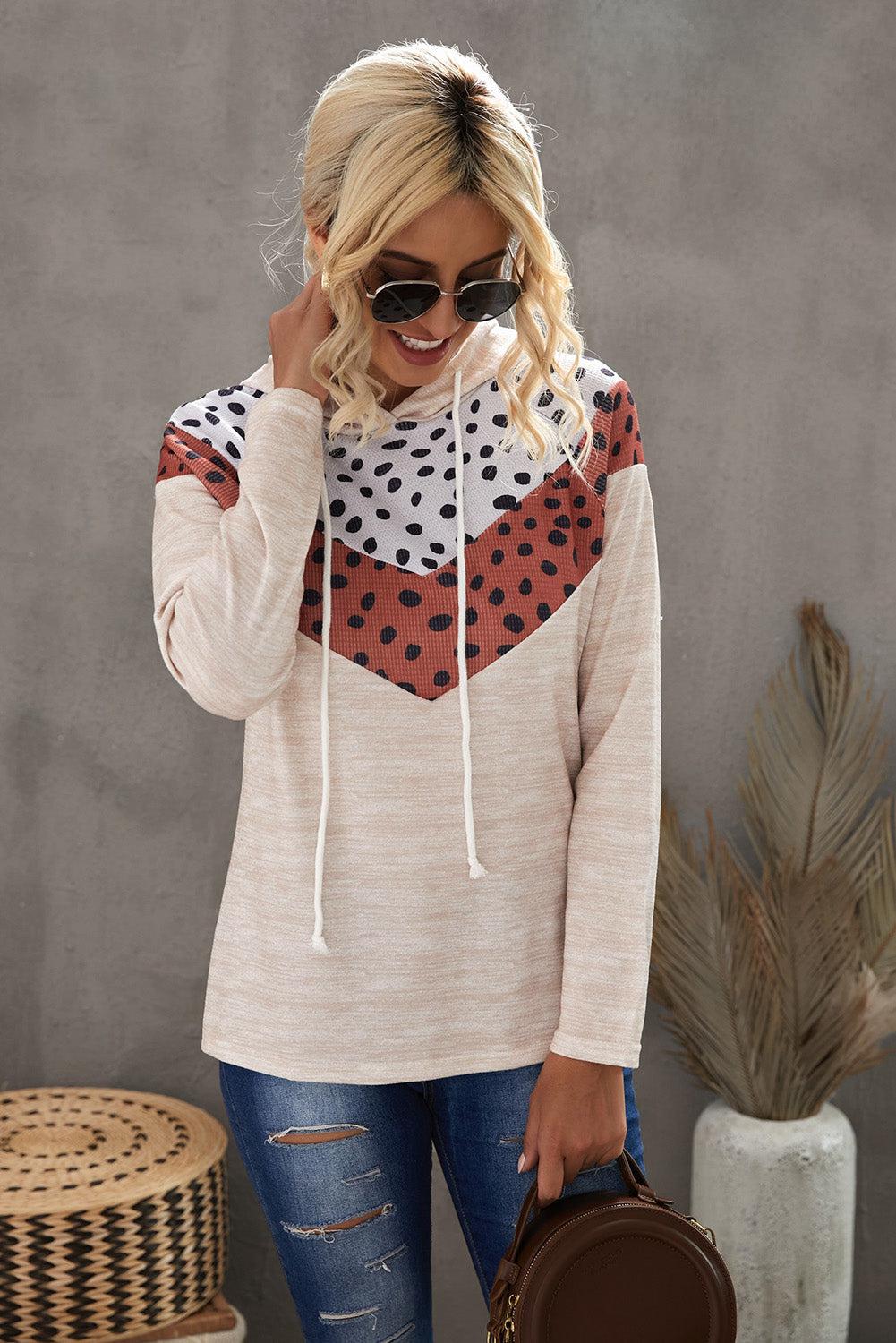 Printed Chevron Raglan Sleeve Hoodie BLUE ZONE PLANET