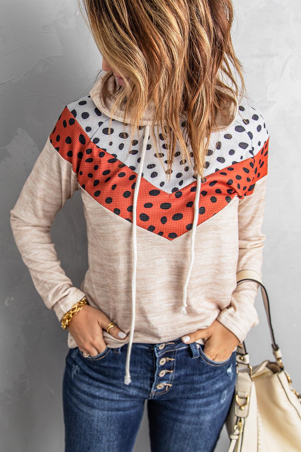 Printed Chevron Raglan Sleeve Hoodie BLUE ZONE PLANET