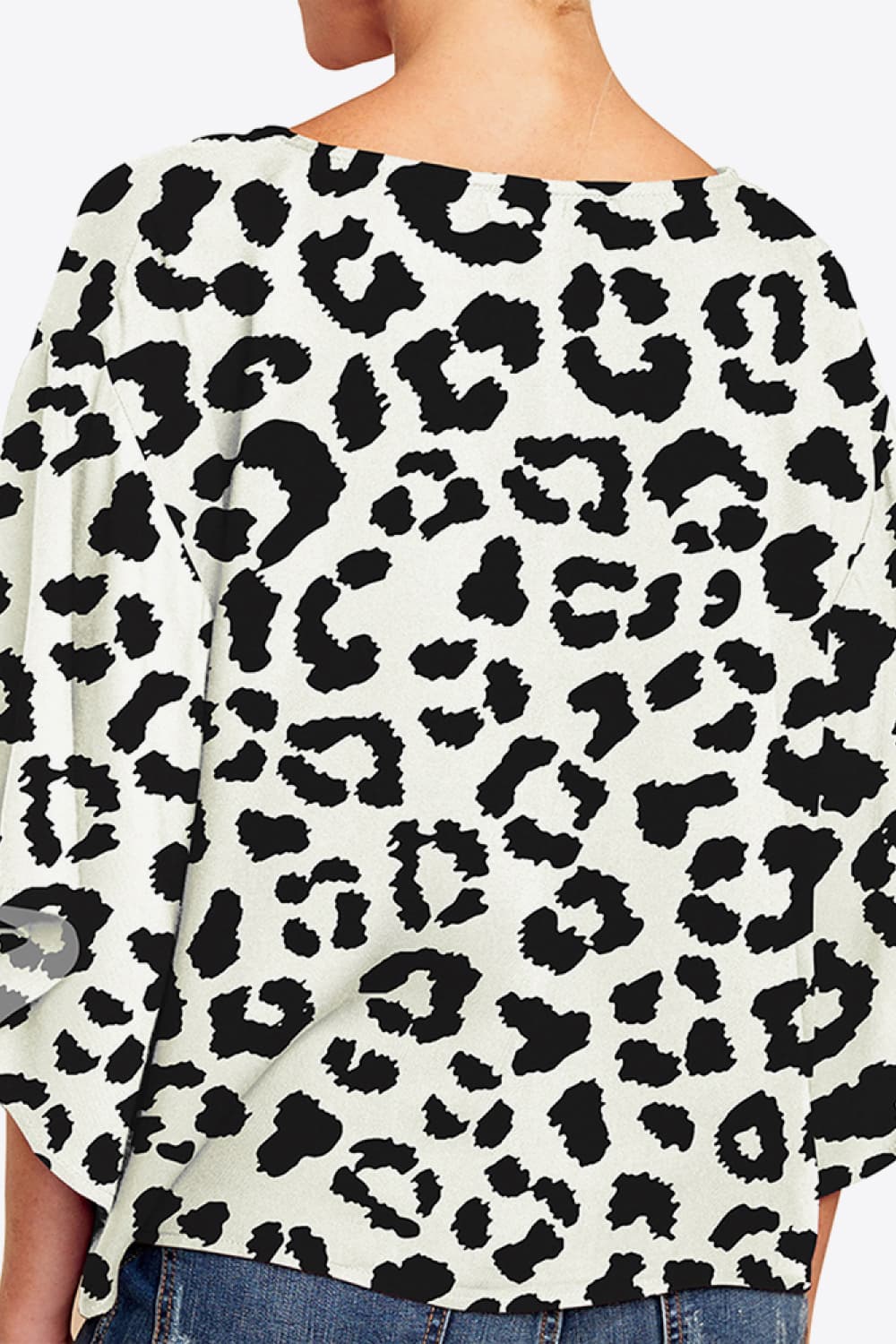 Printed Deep V Tie Hem Blouse BLUE ZONE PLANET