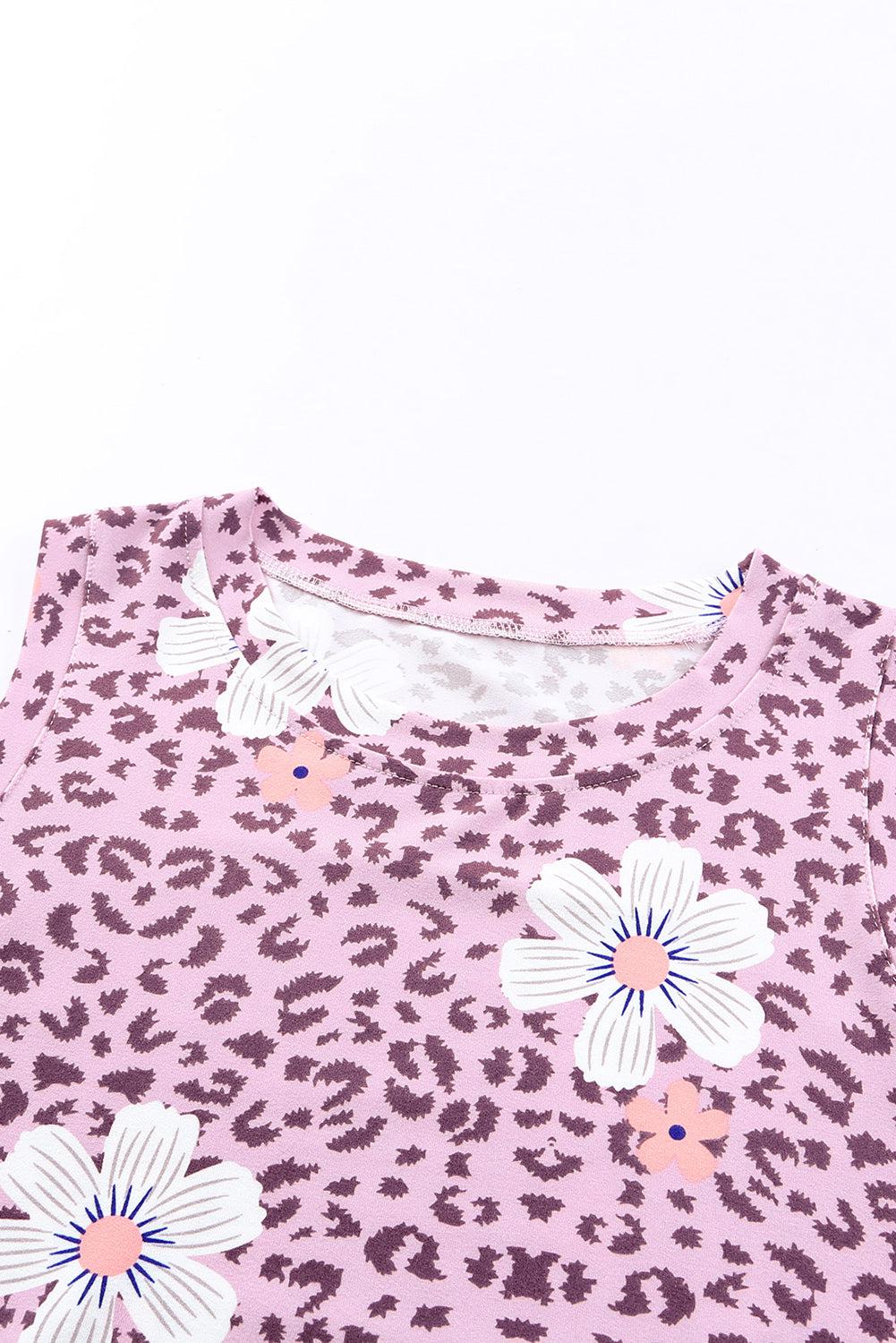 Printed Side Slit Round Neck Tank BLUE ZONE PLANET