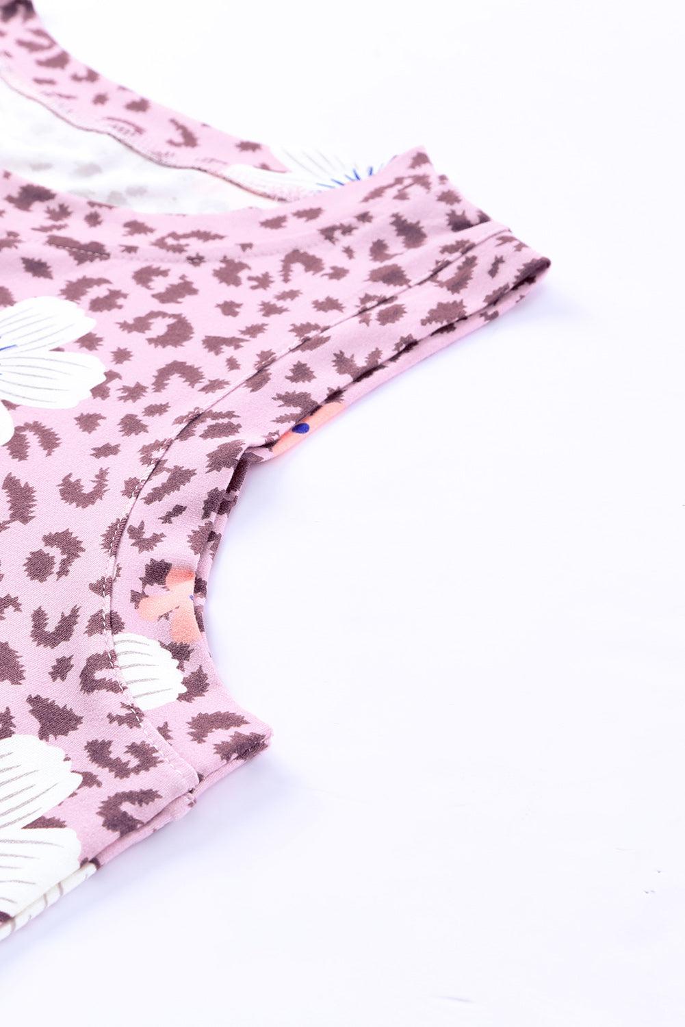 Printed Side Slit Round Neck Tank BLUE ZONE PLANET