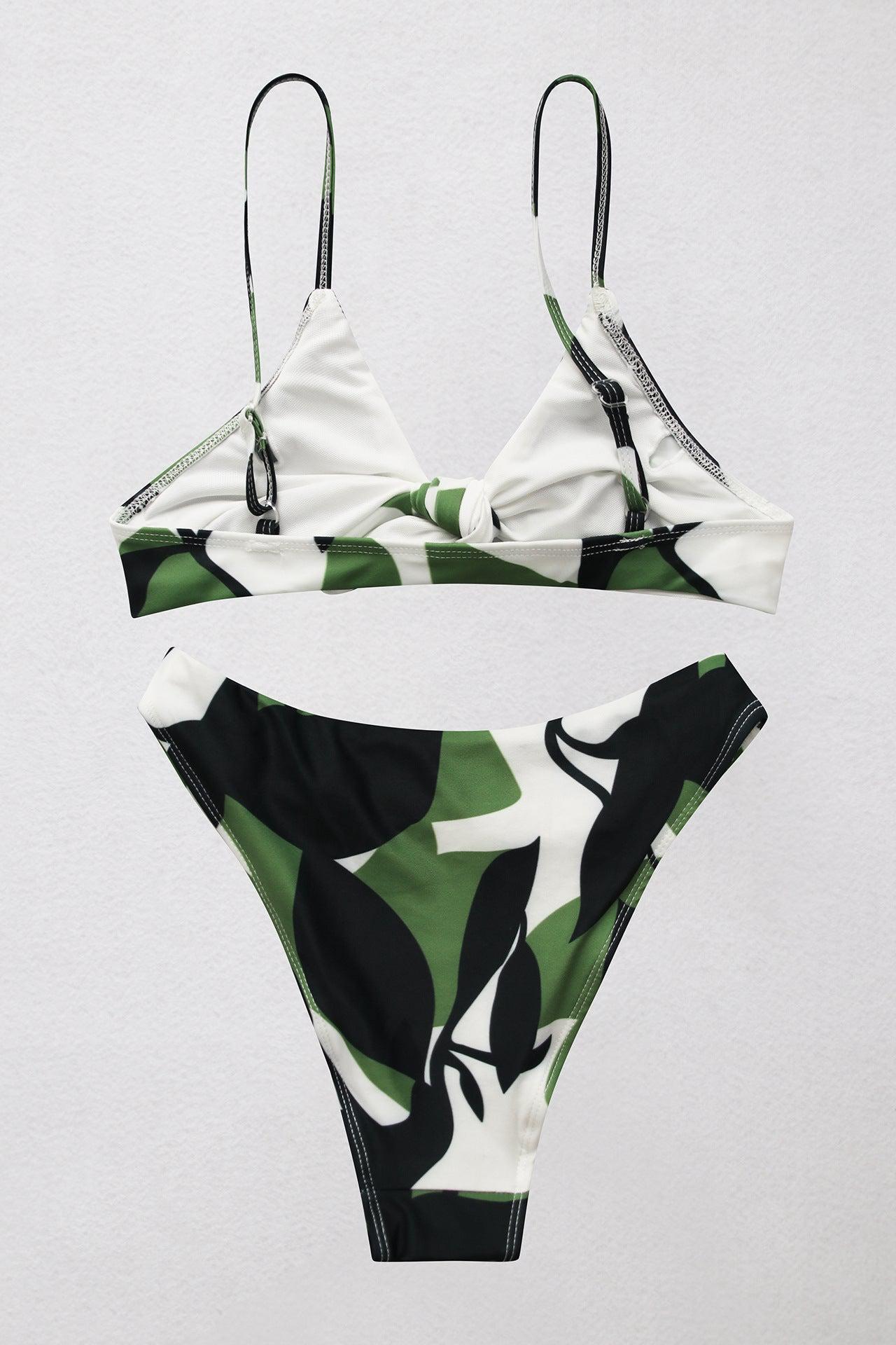 Printed Tie Front Spaghetti Strap Bikini Set BLUE ZONE PLANET