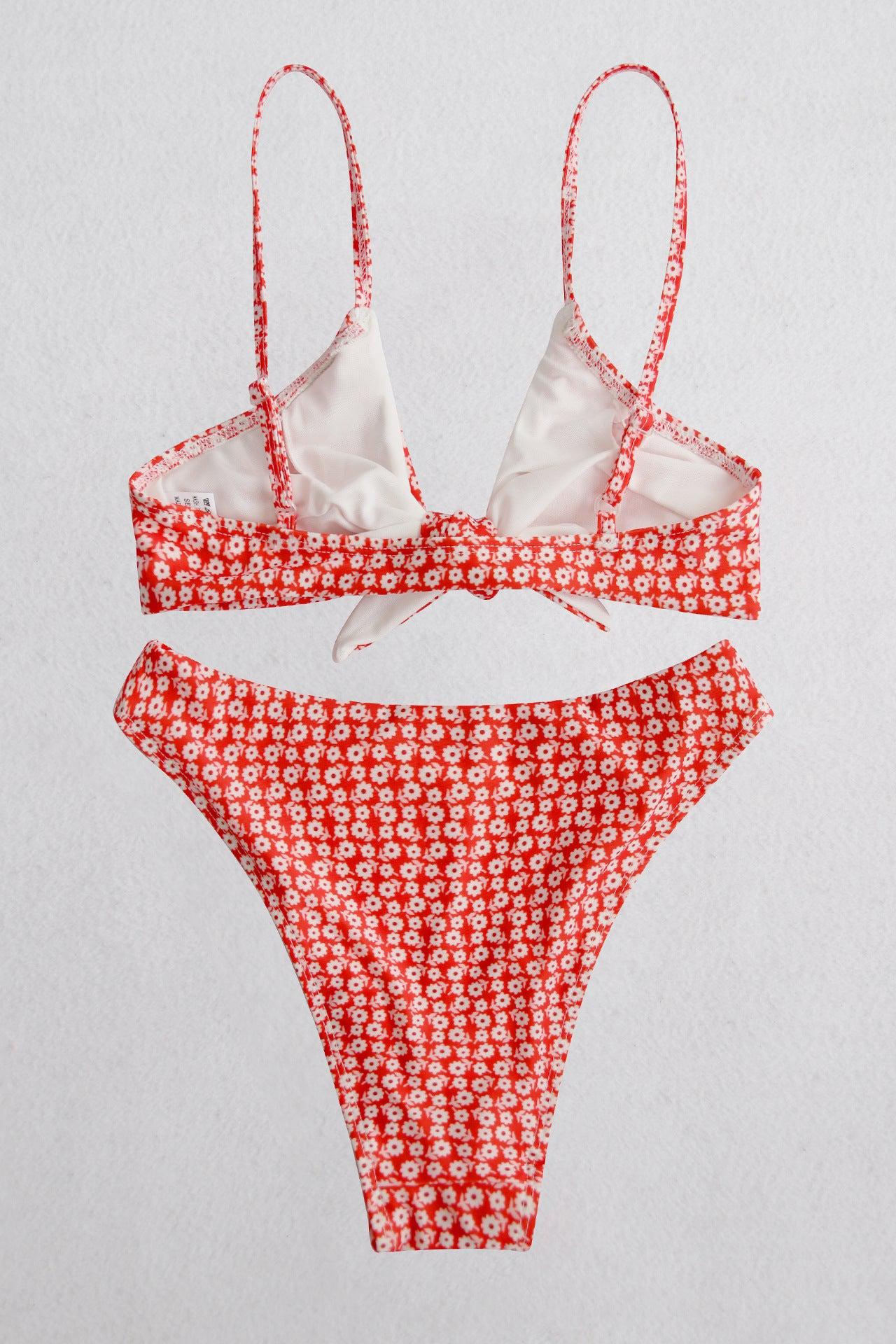 Printed Tie Front Spaghetti Strap Bikini Set BLUE ZONE PLANET