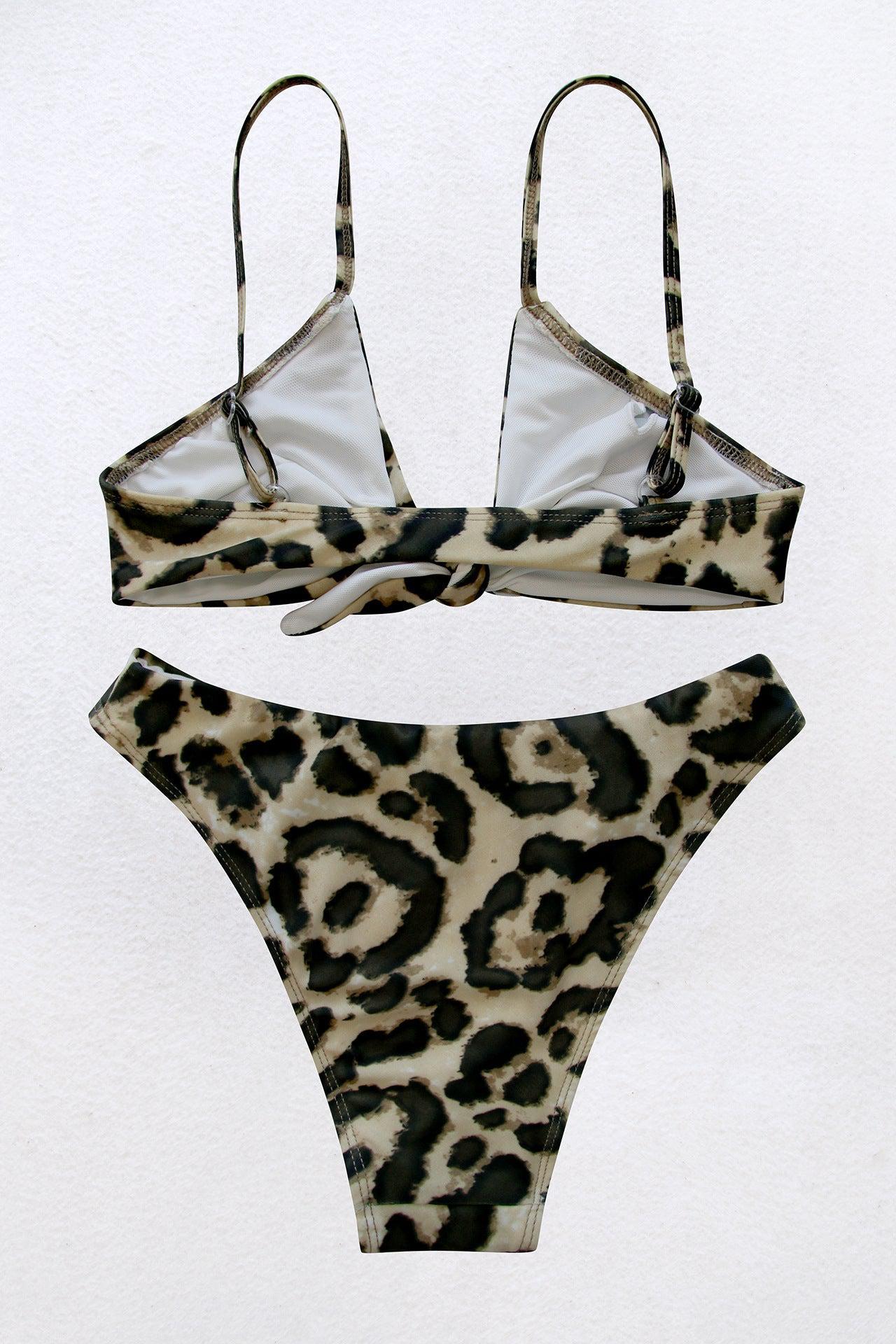 Printed Tie Front Spaghetti Strap Bikini Set BLUE ZONE PLANET