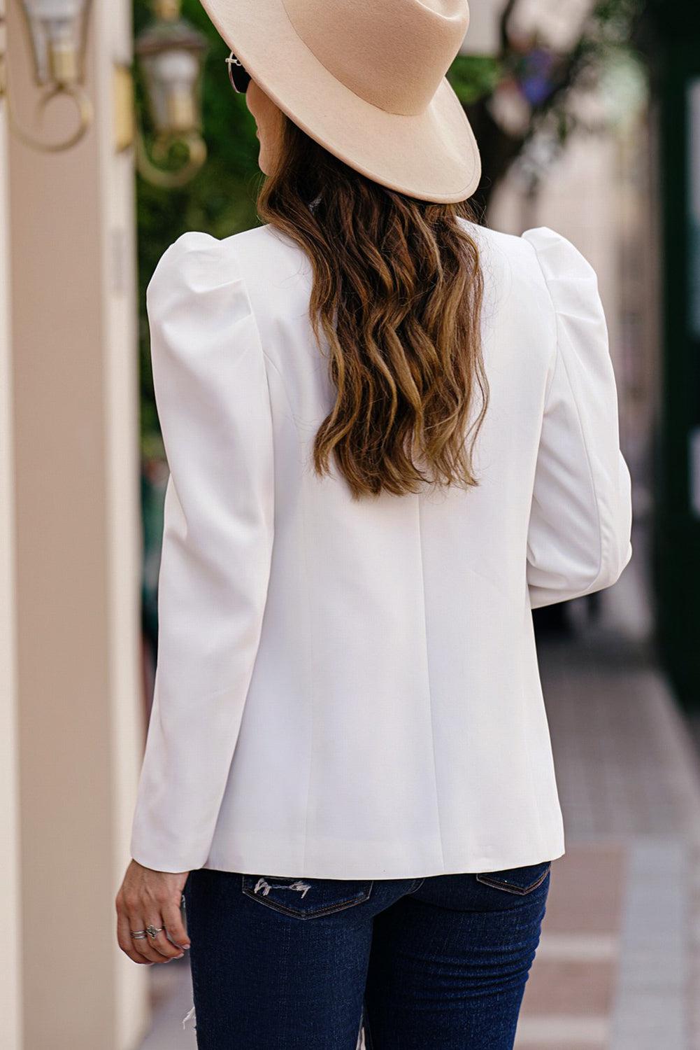 Puff Sleeve Shawl Collar Blazer BLUE ZONE PLANET