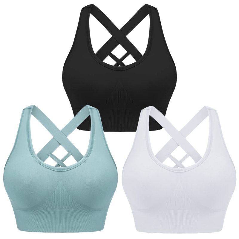 Women's cross strap seamless back sports bra kakaclo