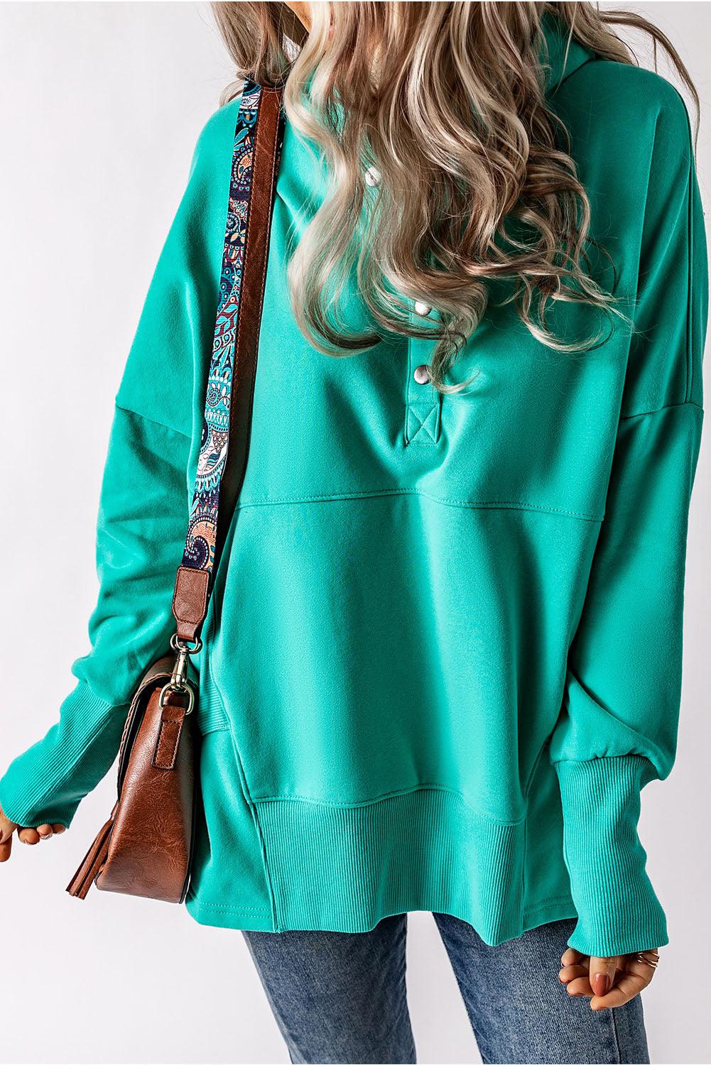 Quarter-Snap Dropped Shoulder Hoodie BLUE ZONE PLANET