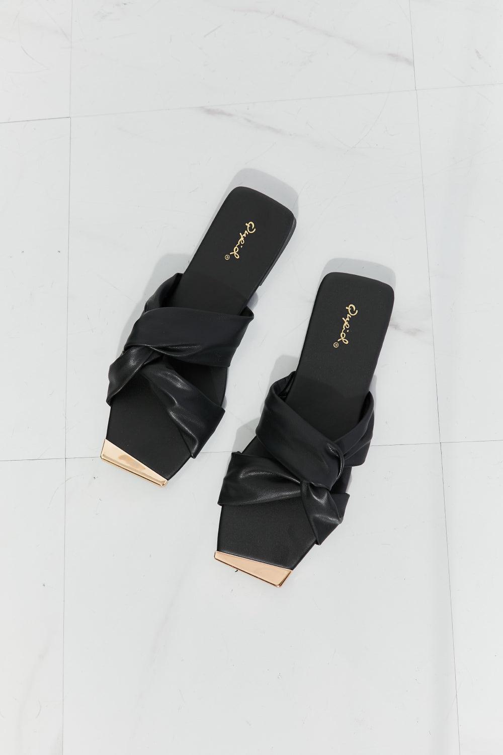 Qupid Ladies' Lunch Square Toe Crisscross Slide BLUE ZONE PLANET