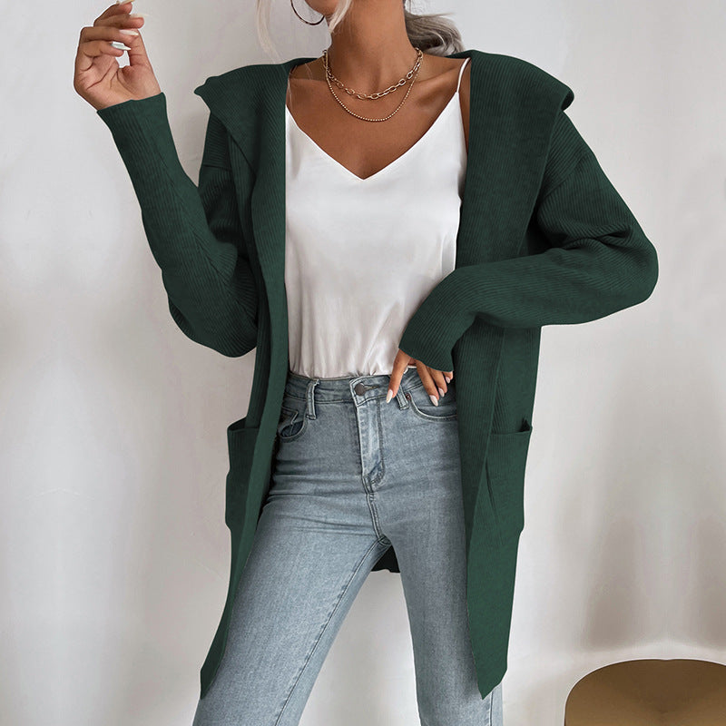 Blue Zone Planet | hooded pit knitted sweater cardigan coat BLUE ZONE PLANET